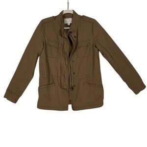 Hinge Cotton Utility Jacket Army‎ Brown Drawstring Pockets Size S